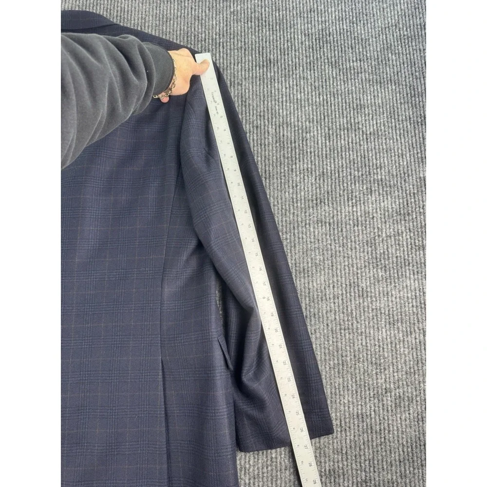 Canali Sport Coat 44 L Blue Wool Windowpane Check Designer Luxury Flannel Italy